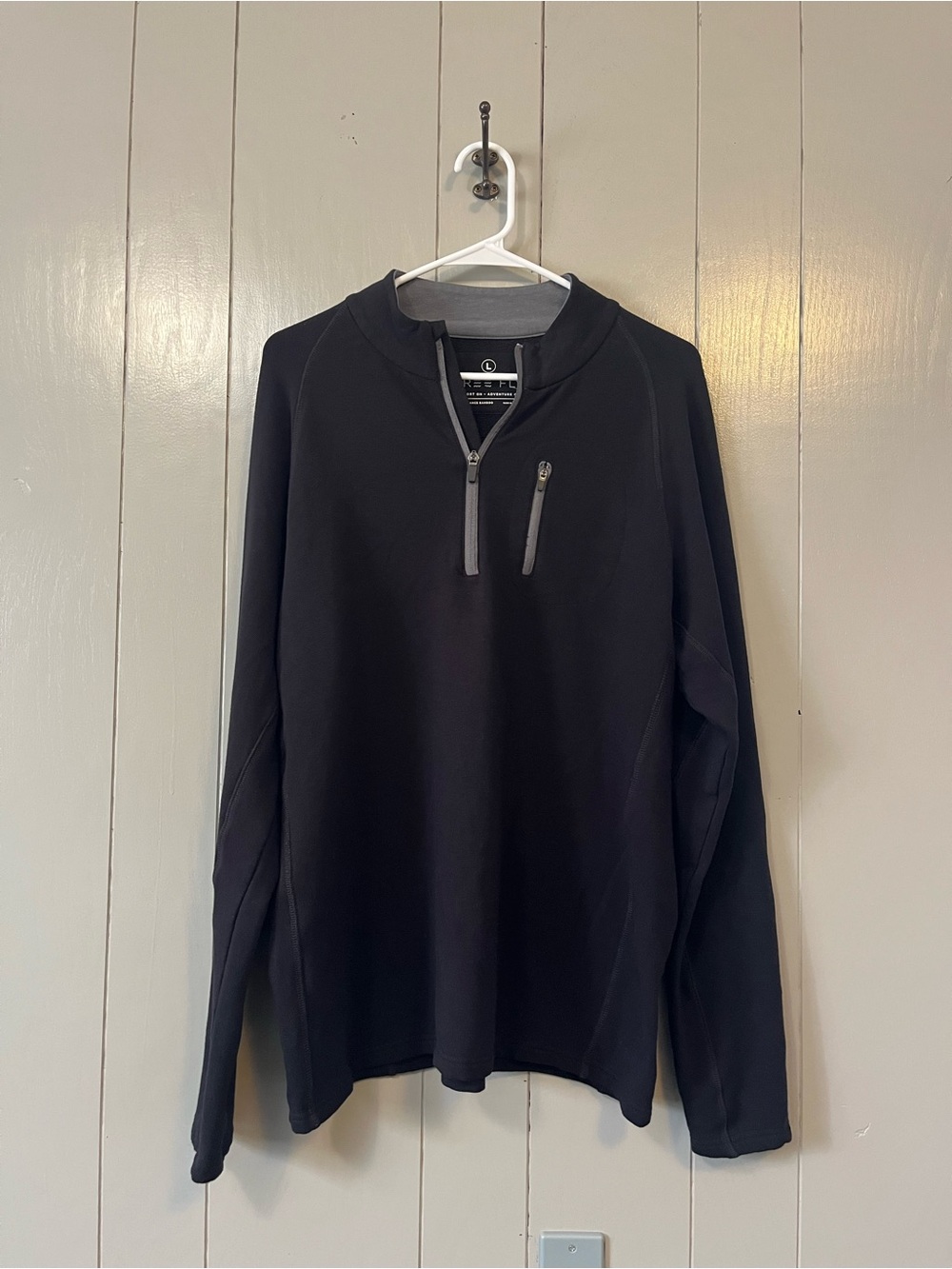 Free Fly Pullover Men’s L Black Performance Bamboo Fleece 1/4 Zip Golf Fishing
